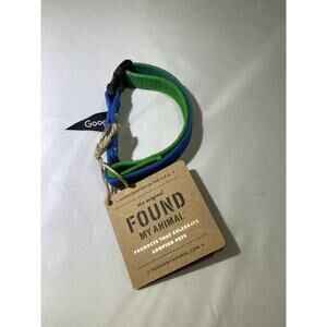 Google-branded Found My Animal Canvas Dog Collar. Blue&Green Sz M. 12-30lb NWT.